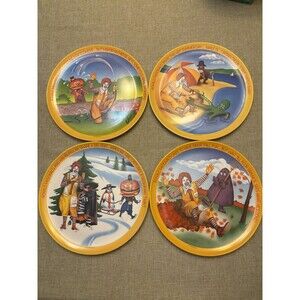 McDonald's Four Seasons Melamine Plastic Plates 1977 Ronald Mcdonald Set of 4